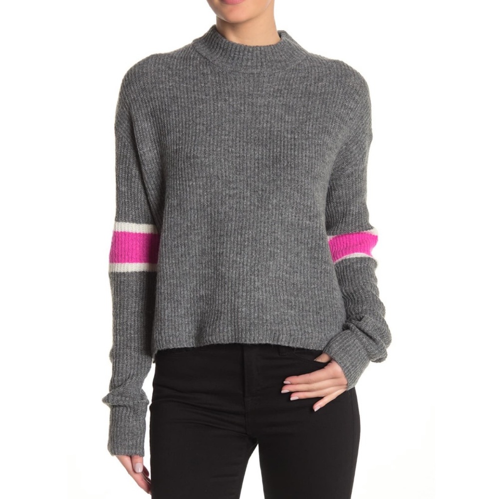 John + Jenn Varsity Stripe Mock Neck Sweater